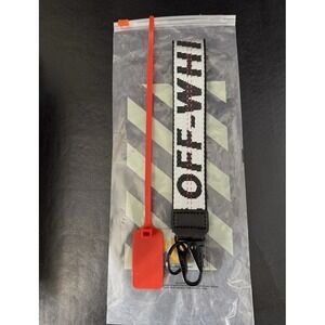 Off- White Industrial Lanyard Silver Woven Wristlet Keychain NWT